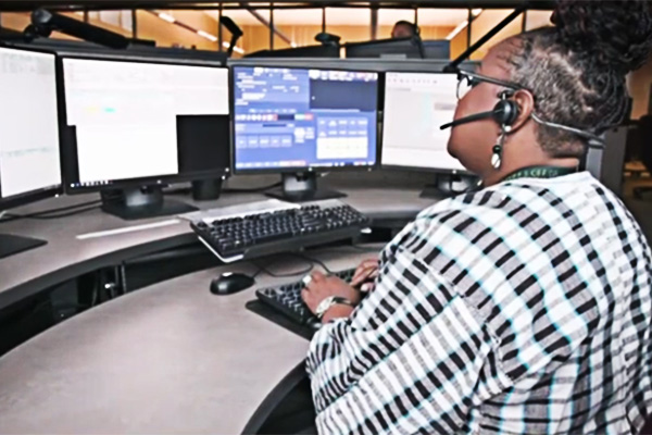 Call taker at a 911 communications center