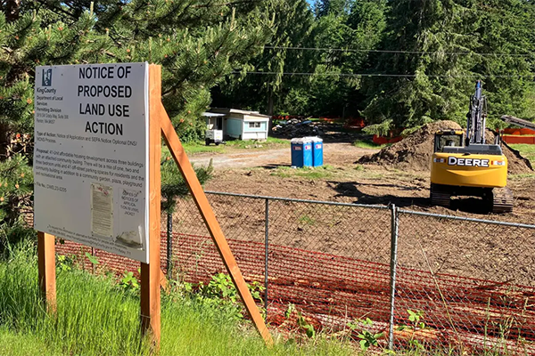 Land use sign outside construction site