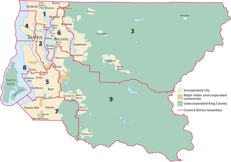 Map of unincorporated King County