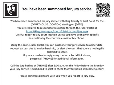Back side of District Court official jury duty notice