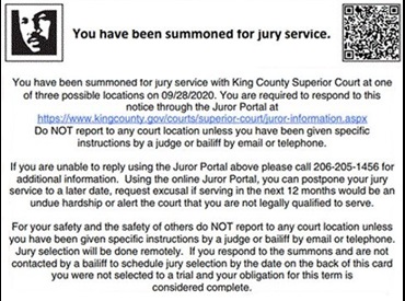 Back side of Superior Court official jury duty notice