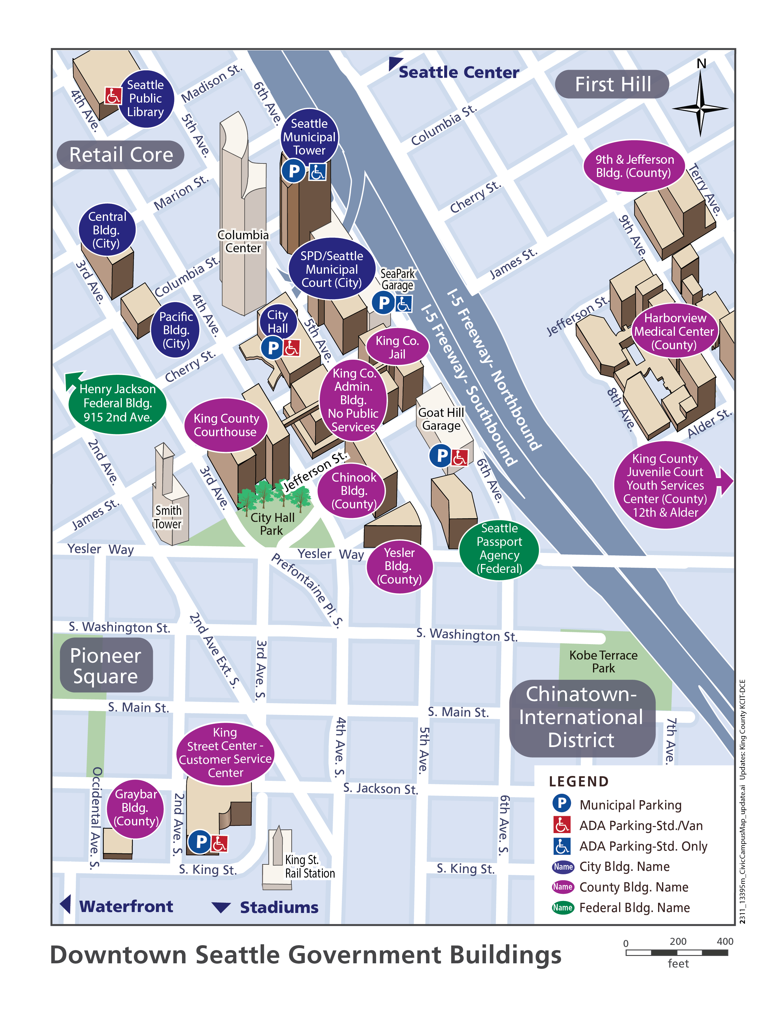 Downtown Seattle government office map