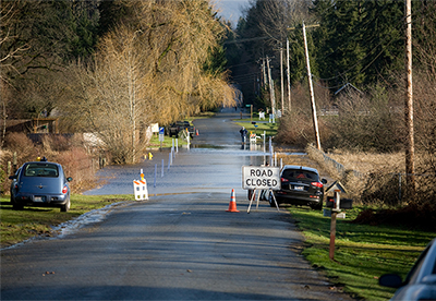 Flooded road in unincorporated King County.