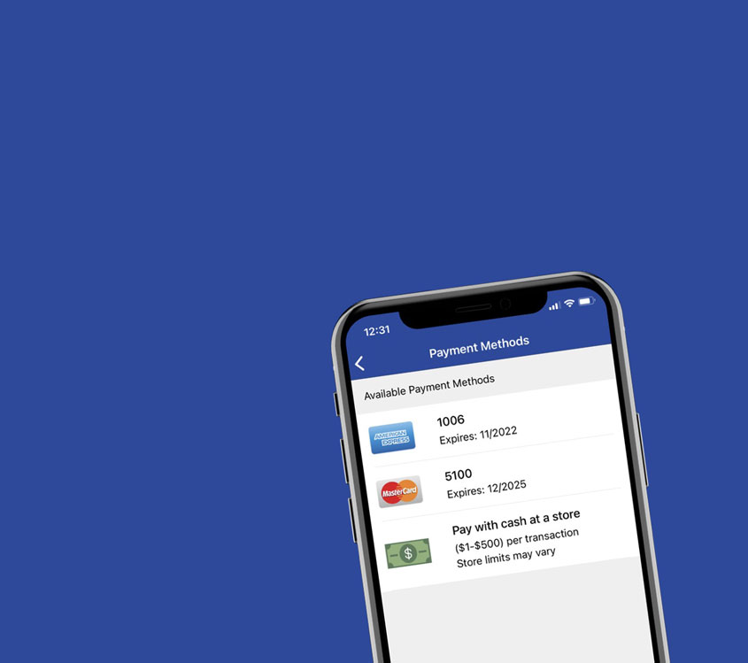 Cash payment option at local retailers