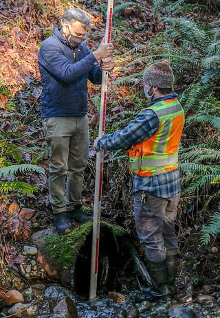 Surveying the elevation of a culvert inlet