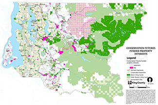 Map of county-wide Conservation Futures funded property interests