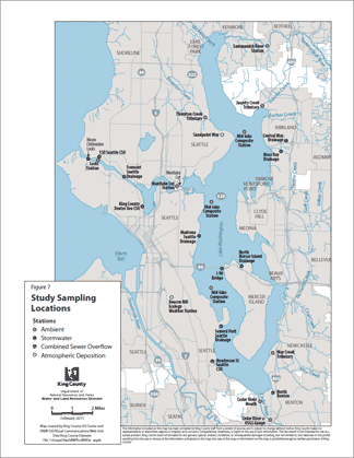 Lake Washington PCB and PBDE sampling locations map